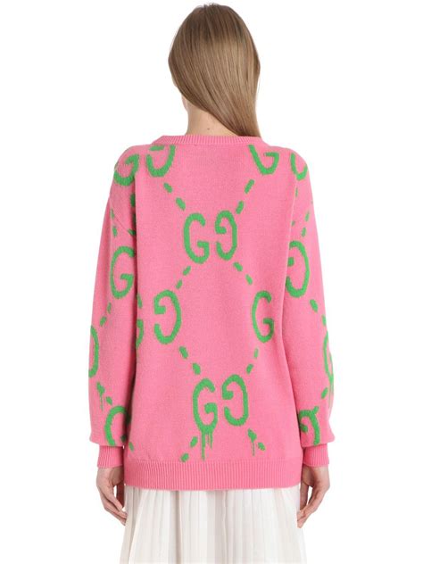 blue and pink gucci sweater|gucci pink and green sweater.